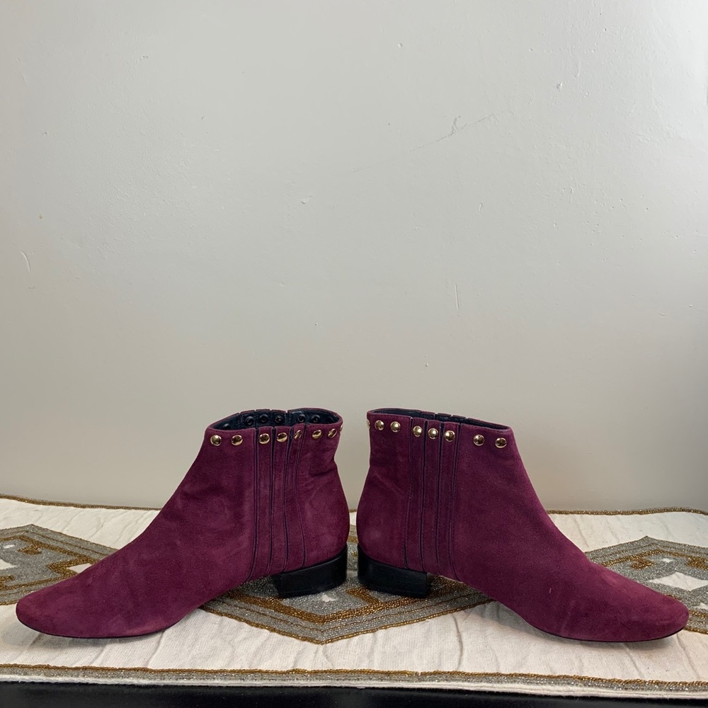 Diane Von Furstenberg Plum Studded Ankle Boot - Picture 3 of 6